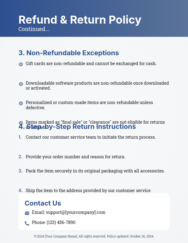 Customer Refund and Return Policy Framework