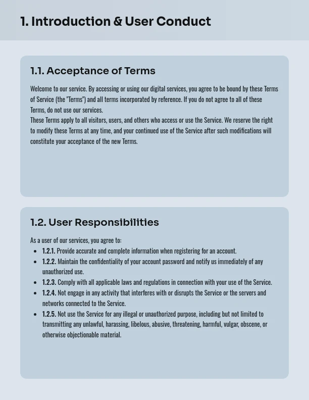Website Terms and Conditions Agreement