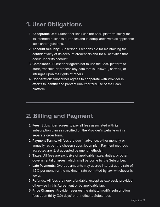 SaaS Subscription Service Terms