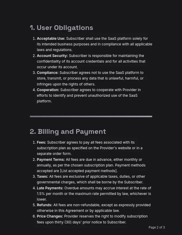 SaaS Subscription Service Terms