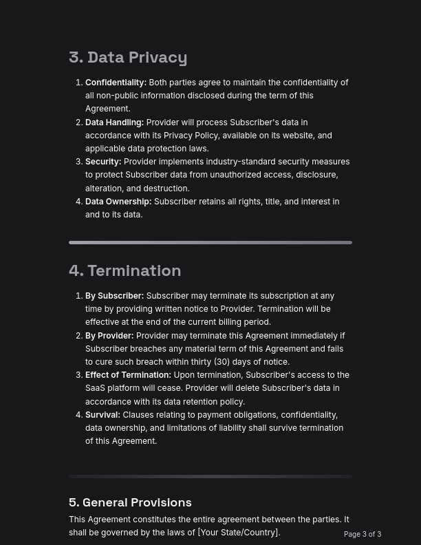 SaaS Subscription Service Terms