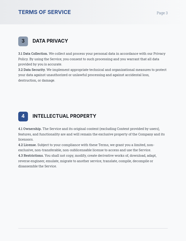 SaaS Platform User Service Agreement