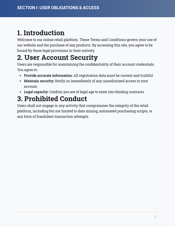 E-commerce Terms and Conditions Agreement