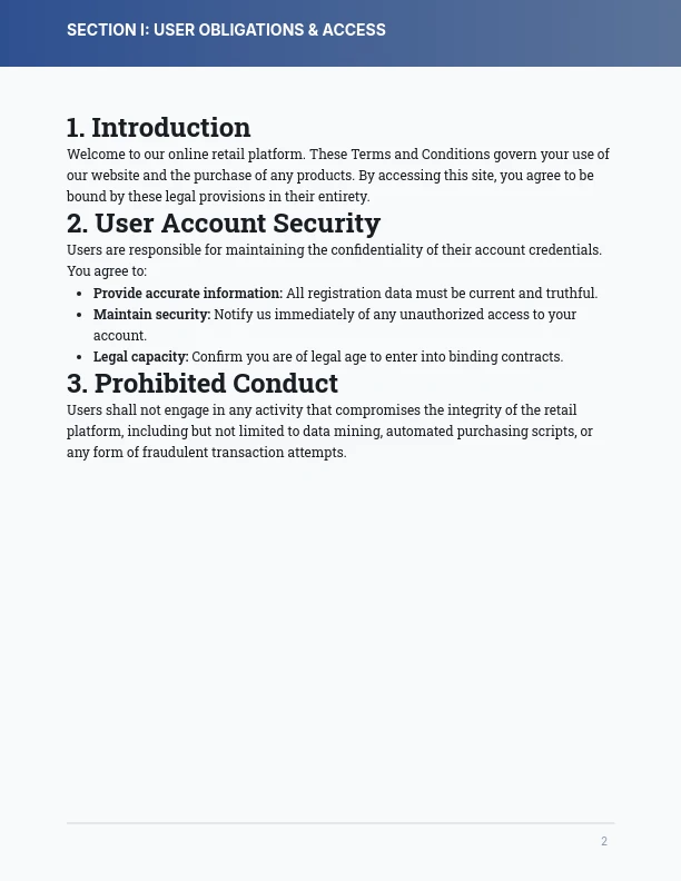 E-commerce Terms and Conditions Agreement