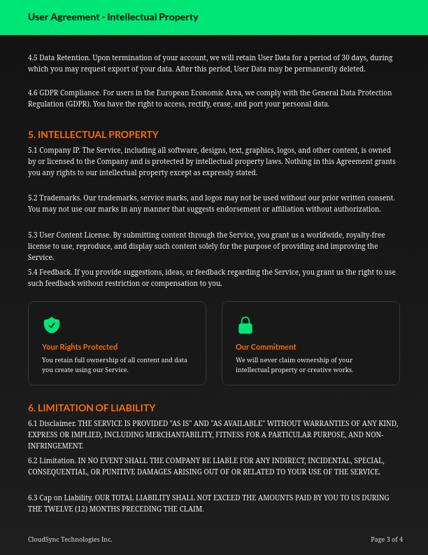 SaaS Platform User Agreement