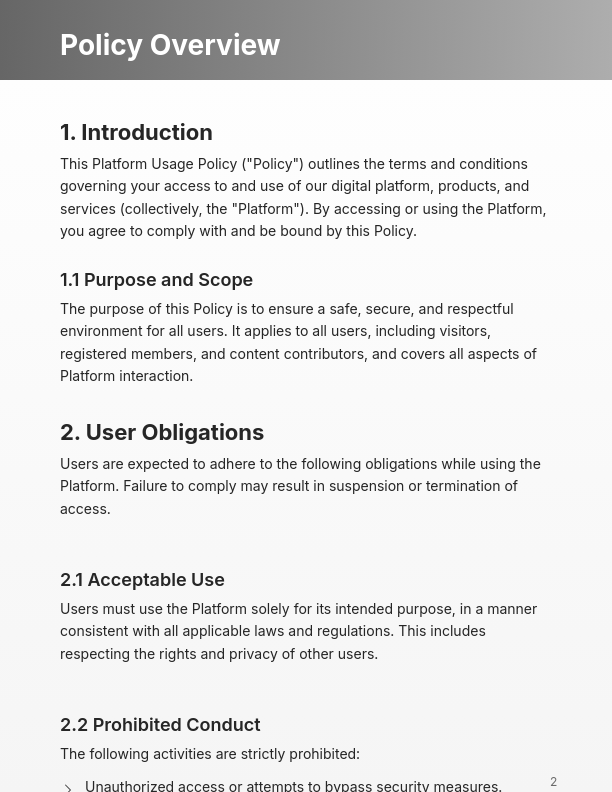 Standard Digital Service Usage Terms