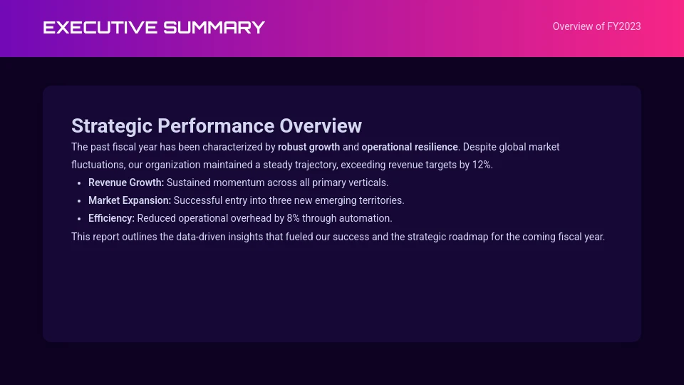 Strategic Annual Growth and Performance Review