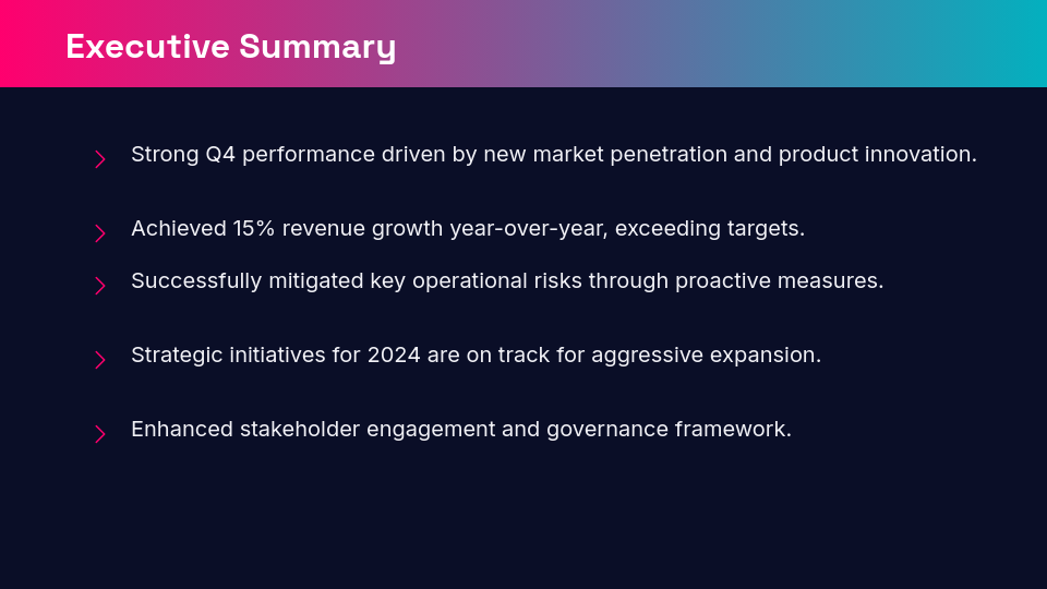 Executive Board Quarterly Review