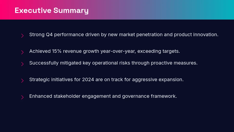 Executive Board Quarterly Review