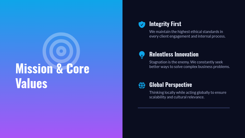 Corporate Business Profile & Core Values