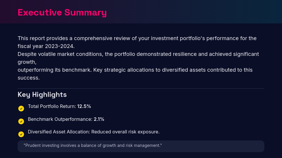 Investment Portfolio Performance Review
