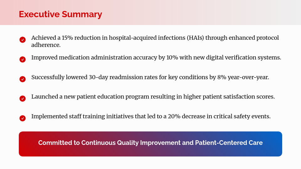 Patient Care Quality and Safety Report