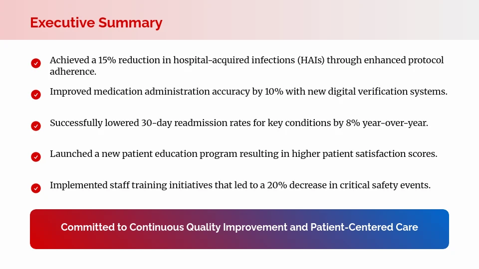 Patient Care Quality and Safety Report