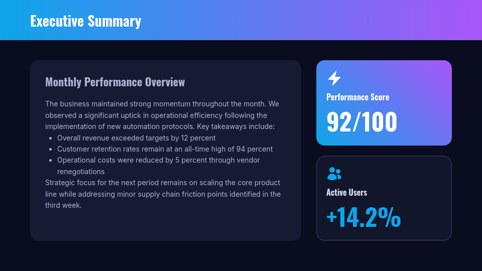 Monthly Business Performance & Strategy Review