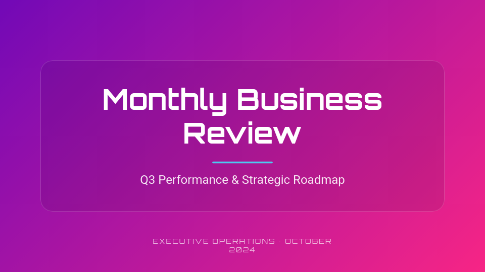 Strategic Monthly Operations Update