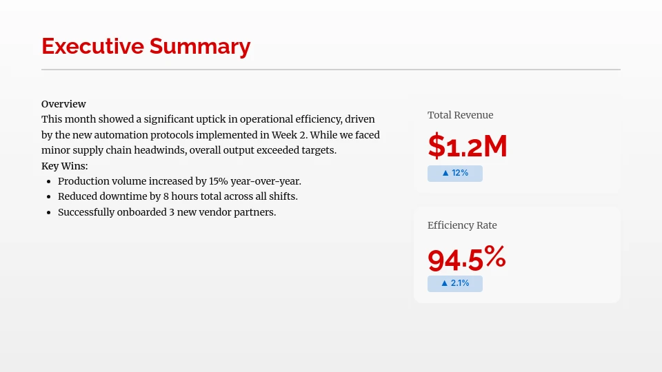 Operational Performance Monthly Review