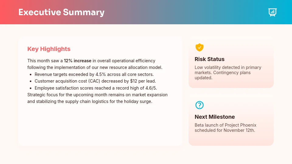 Strategic Monthly Performance Review