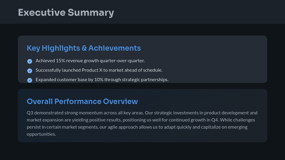 Executive Quarterly Performance Review