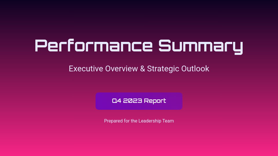 Executive Quarterly Performance & Growth Strategy