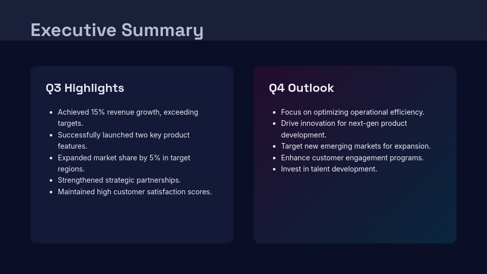Quarterly Business Results & Growth Roadmap