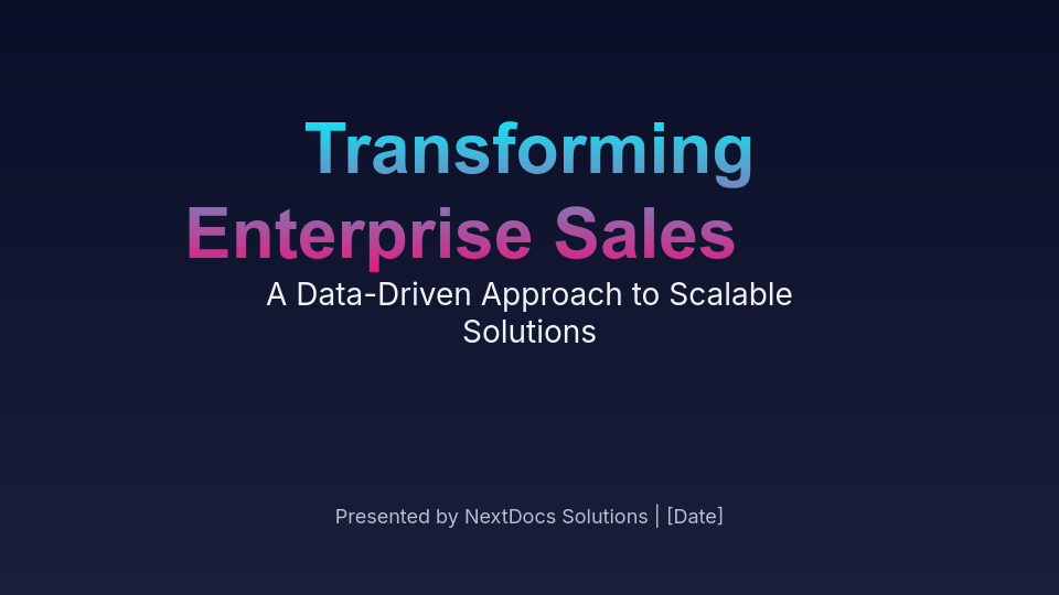 B2B Enterprise Strategic Solution Pitch