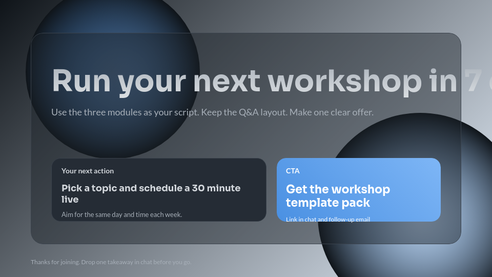 Live Digital Masterclass Workshop