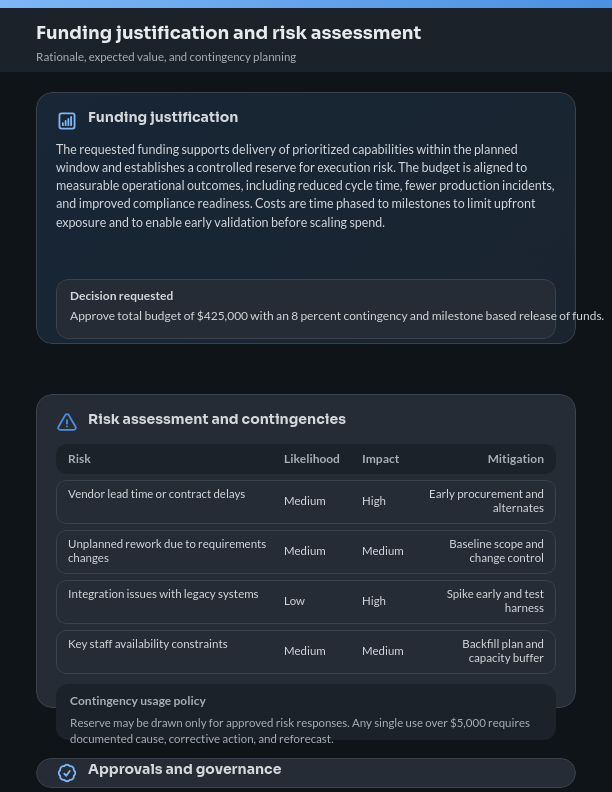 Project Financial Funding Plan