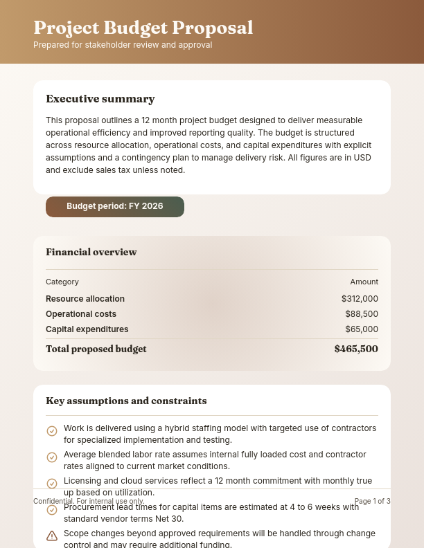 Detailed Project Budget Forecast