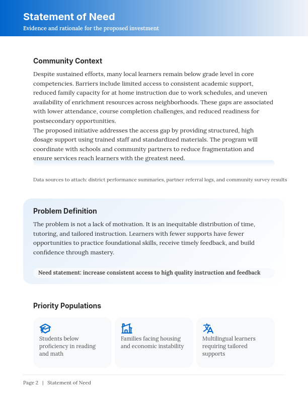 Professional Non-Profit Grant Funding Request