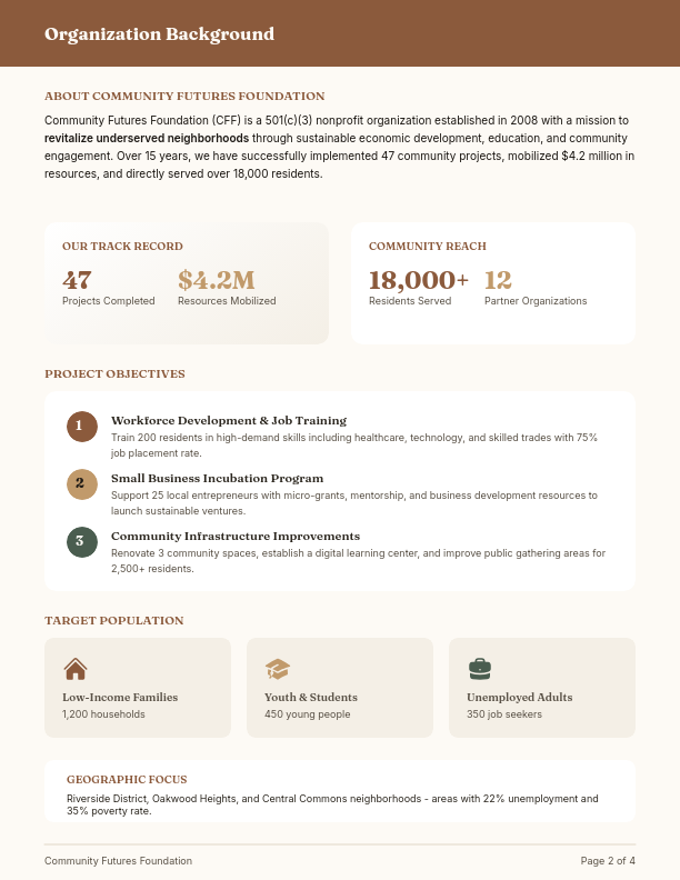 Strategic Community Project Grant Proposal