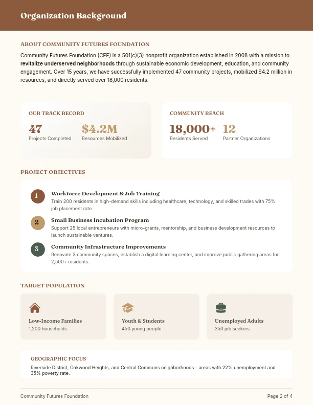 Strategic Community Project Grant Proposal