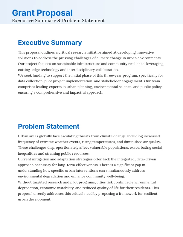 Non-Profit Community Grant Funding Proposal