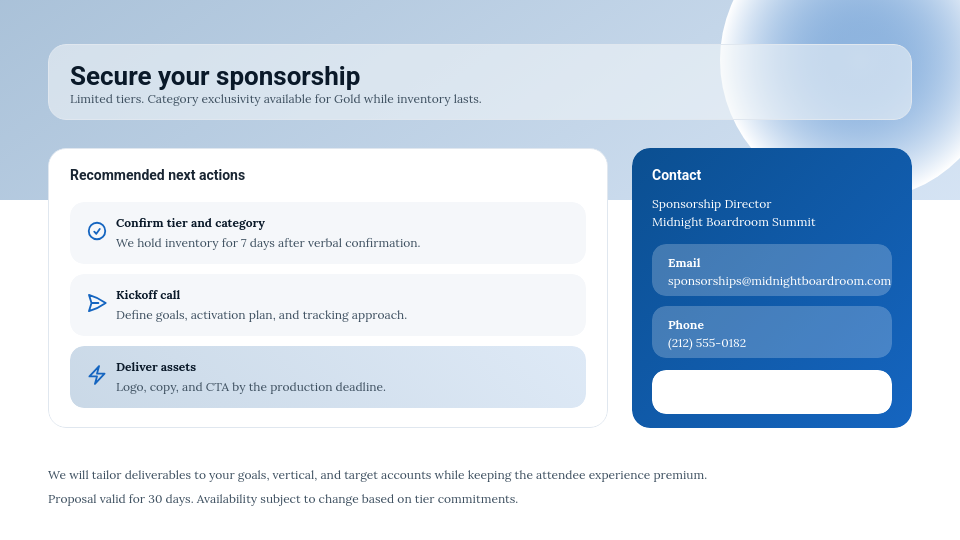 Strategic Brand Sponsorship Pitch Deck