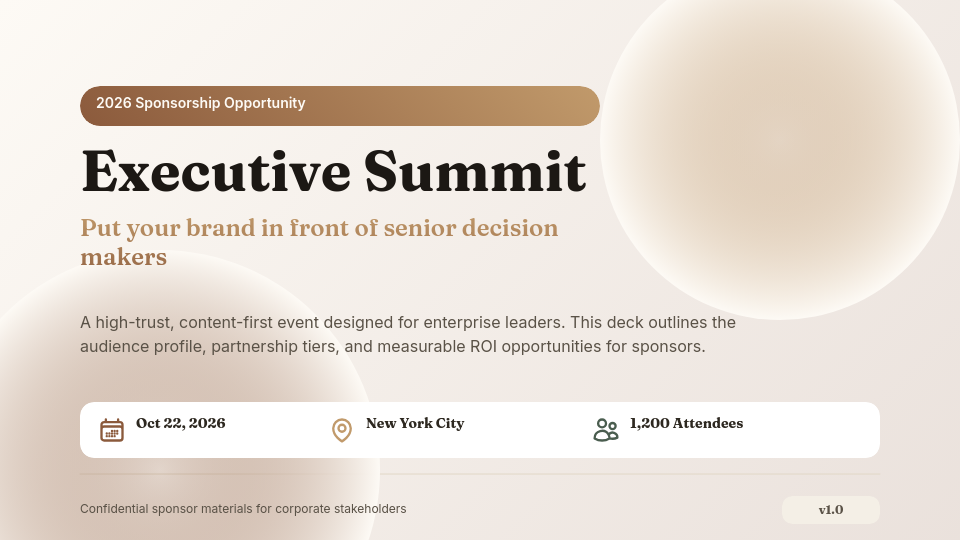 Corporate Event Sponsorship Pitch