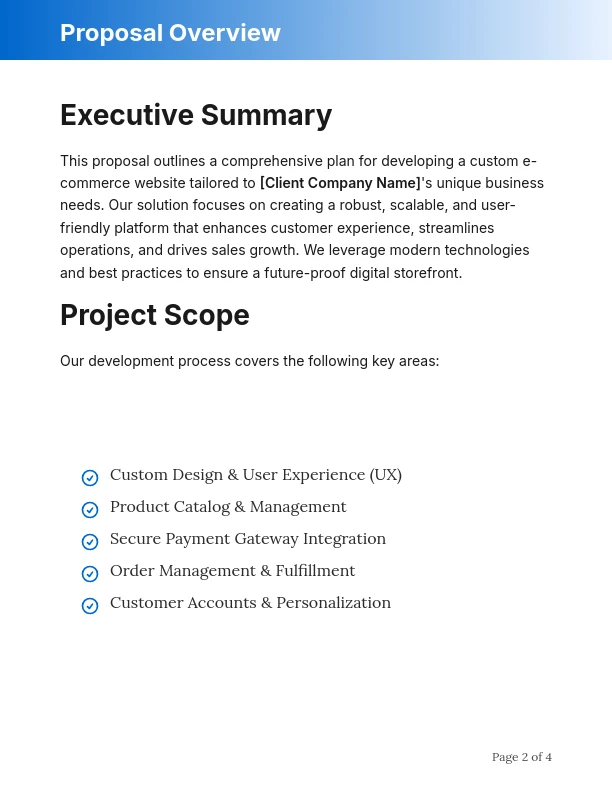 Modern E-commerce Site Project Pitch