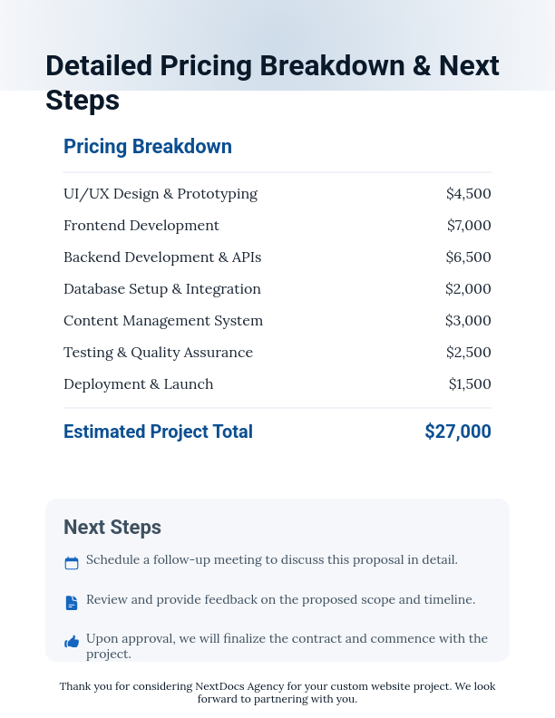 Professional Web Design and Strategy Pitch