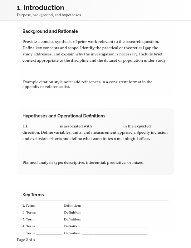Formal Scholarly Investigation Layout