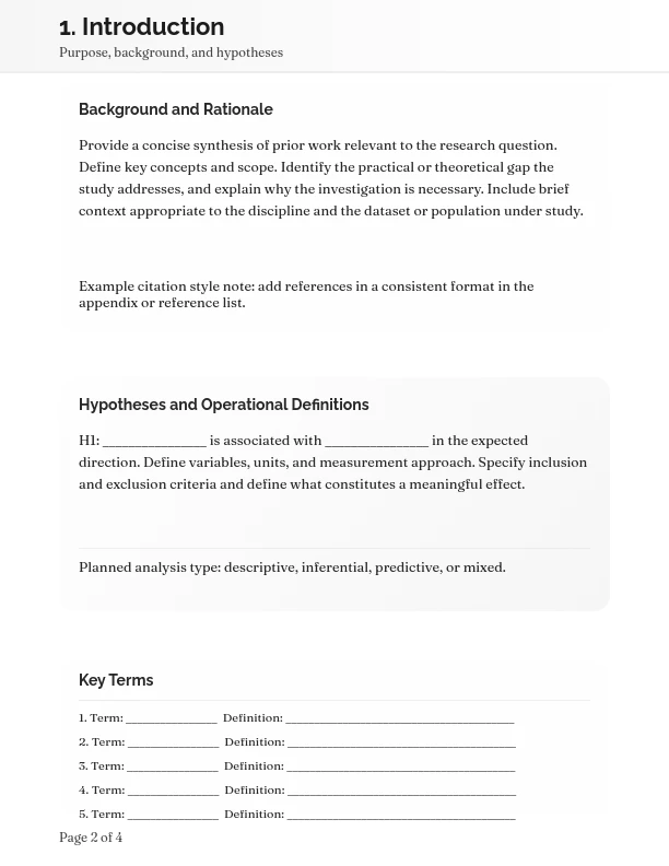 Formal Scholarly Investigation Layout