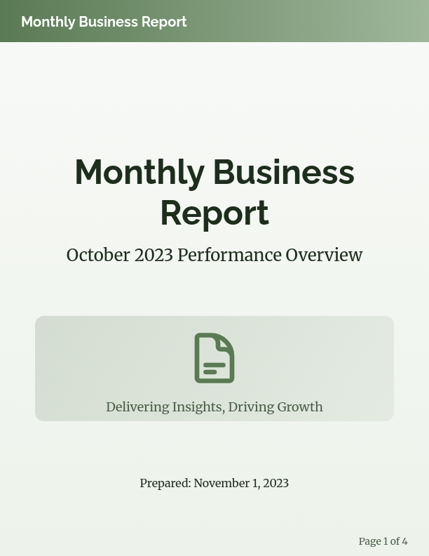 Comprehensive Monthly Business Performance Review