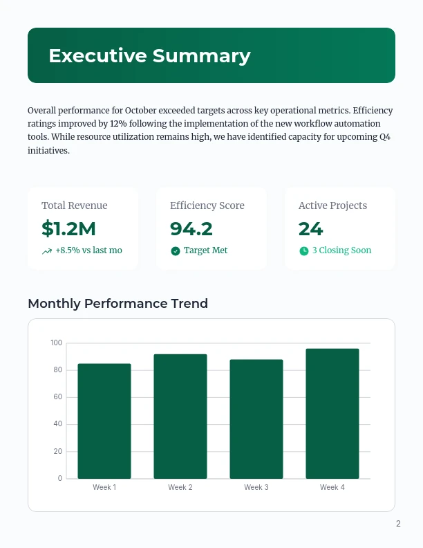 Monthly Operational Performance Review