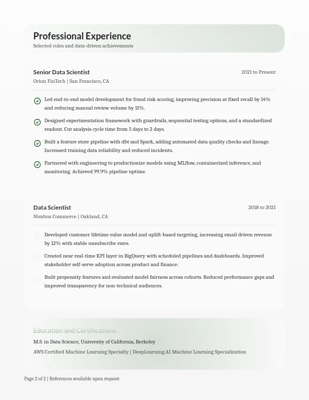 Senior Data Scientist Technical Profile