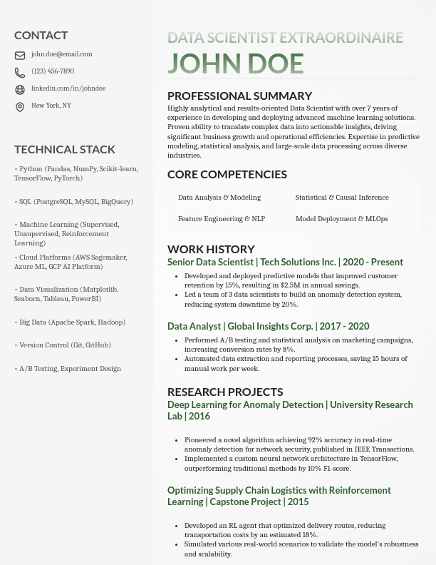 Advanced Machine Learning Engineer Resume