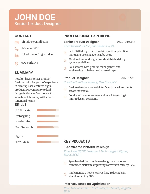 Modern Creative Visual Designer CV