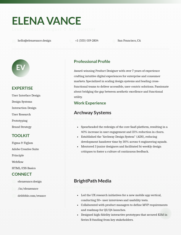 Bold Visual Identity Designer CV
