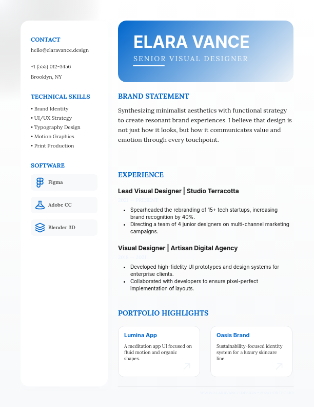 Modern Portfolio Visual Designer CV