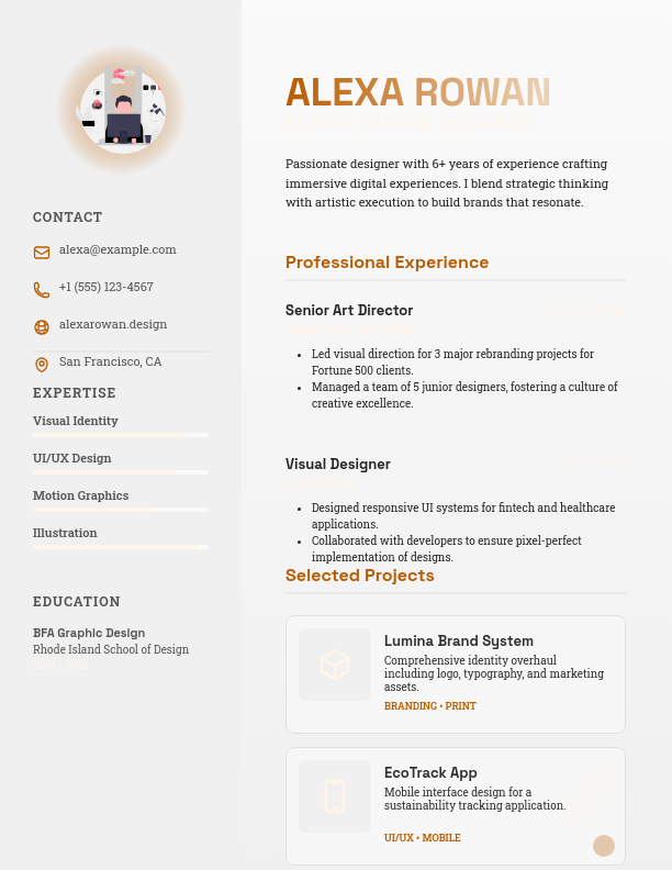 Modern Visual Graphic Designer CV