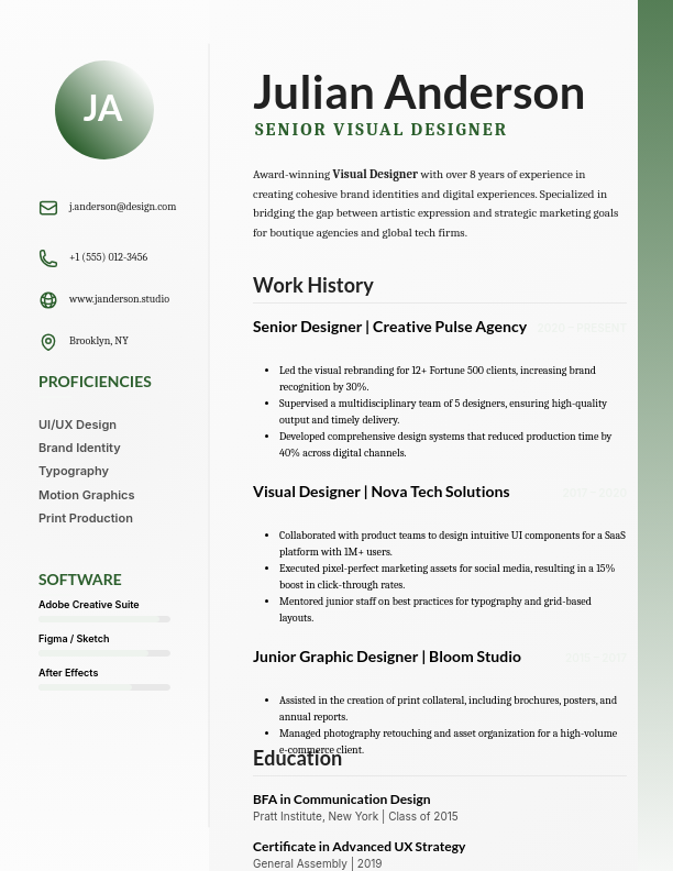 Sophisticated Visual Designer Profile