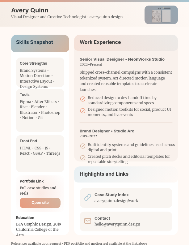 Visual Designer Skill-Focused Resume