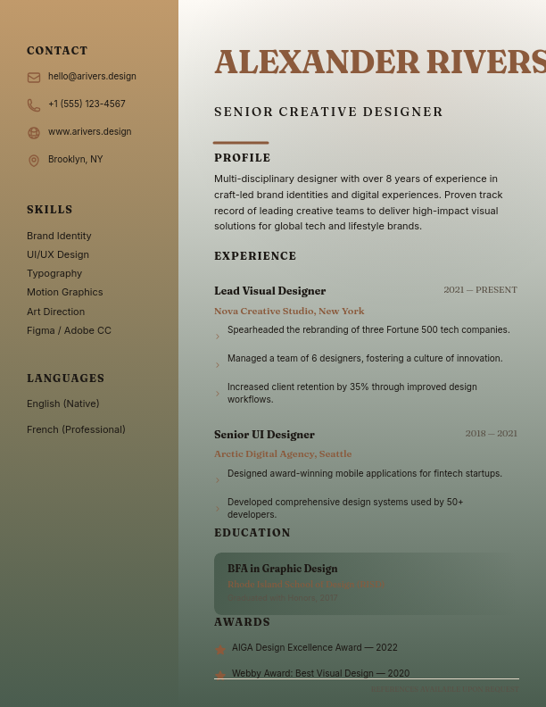Modern Visual Portfolio CV for Designers