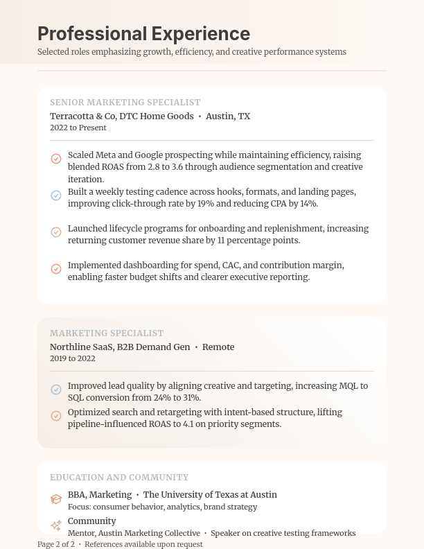 Strategic Brand Marketing Professional Resume